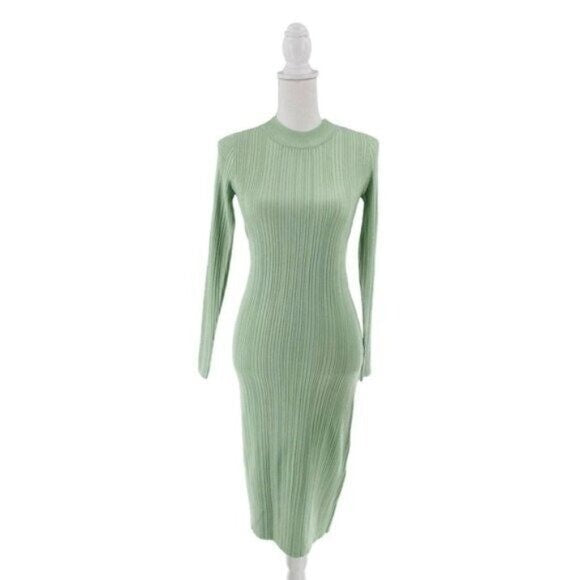 Petal and Pup NEW Milleri Knit Bodycon Open Back Dress in Sage Green Size 10